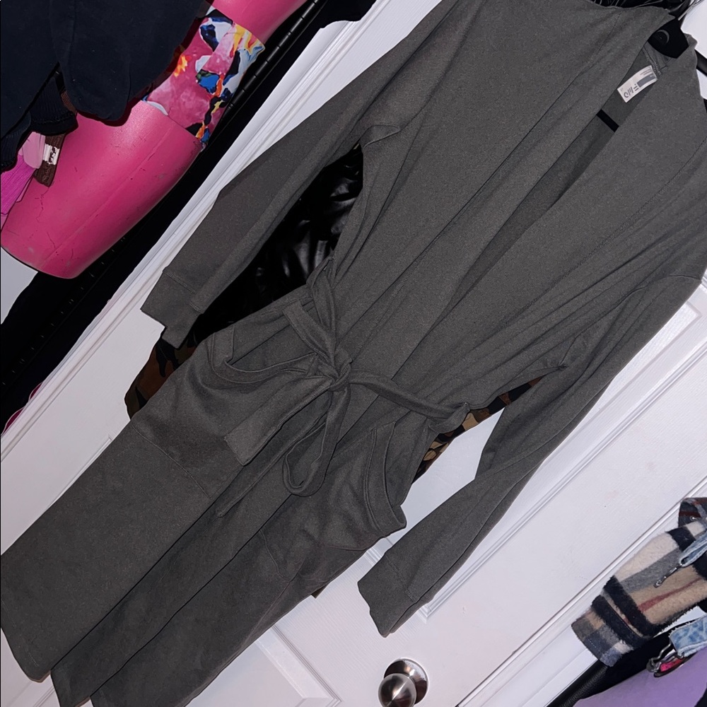 Elegant Gray Women's Robe housecoat long